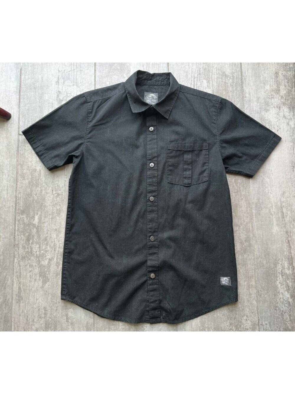 O'Neill Kids Boy Short Sleeve Woven Button Down Black Shirt Youth M Collared Top